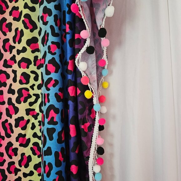 NWT Jess Lea Vacay Mode Pom Po Swimsuit Coverup Dress One Size Fits 0-10 Leopard - Picture 2 of 9